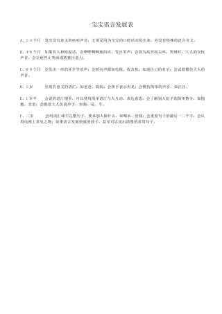 03岁宝宝语言发展里程碑