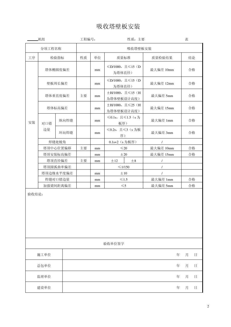 03脱硫设备安装单位工程验收表格_第2页