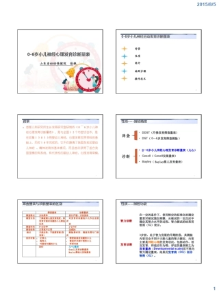 06岁小儿神经心理发育诊断量表
