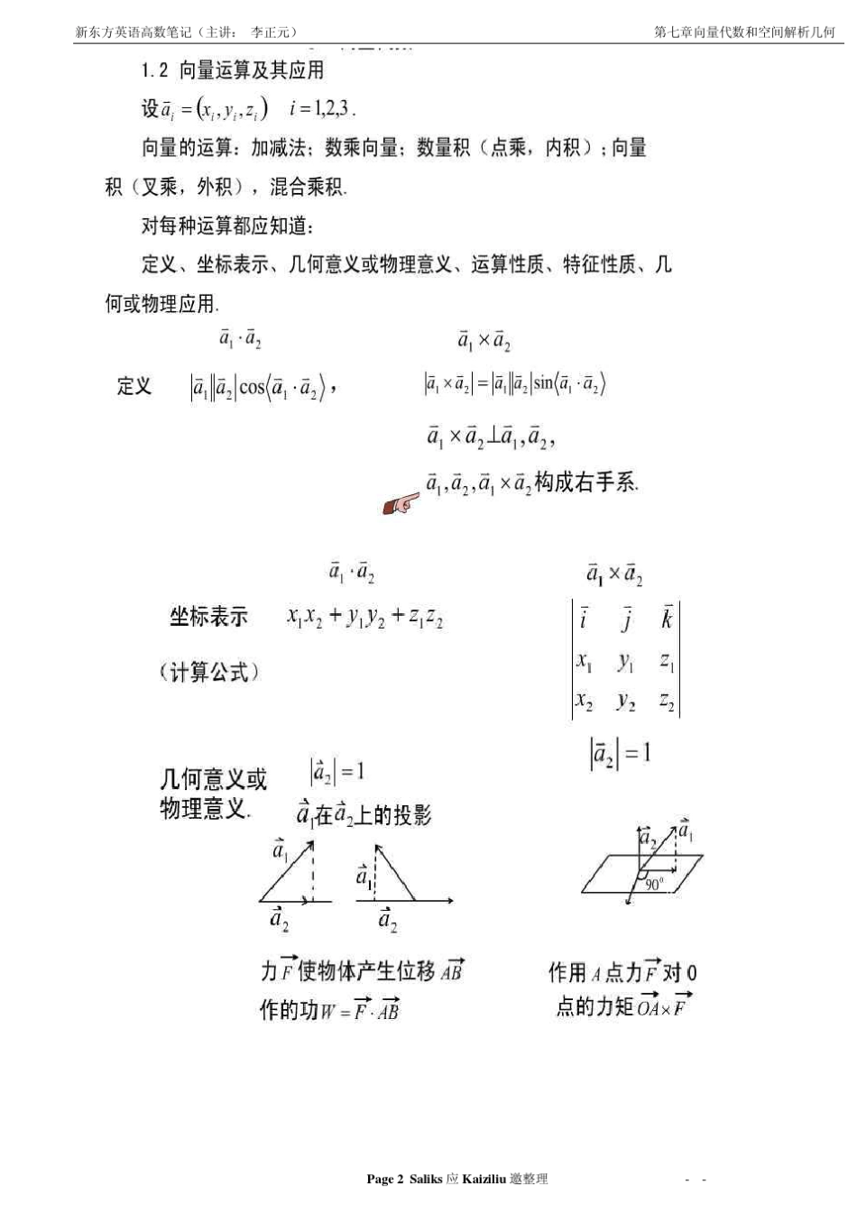 07.向量代数与空间解析几何(李永乐)李正元高数高等数学经典强化班笔记讲义_第2页