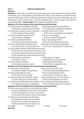 09年6月大学英语四级听力试题及答案