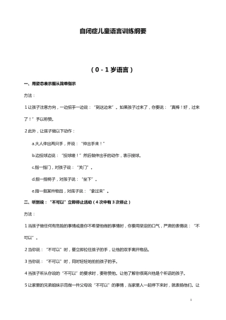 0~6岁自闭症儿童语言训练