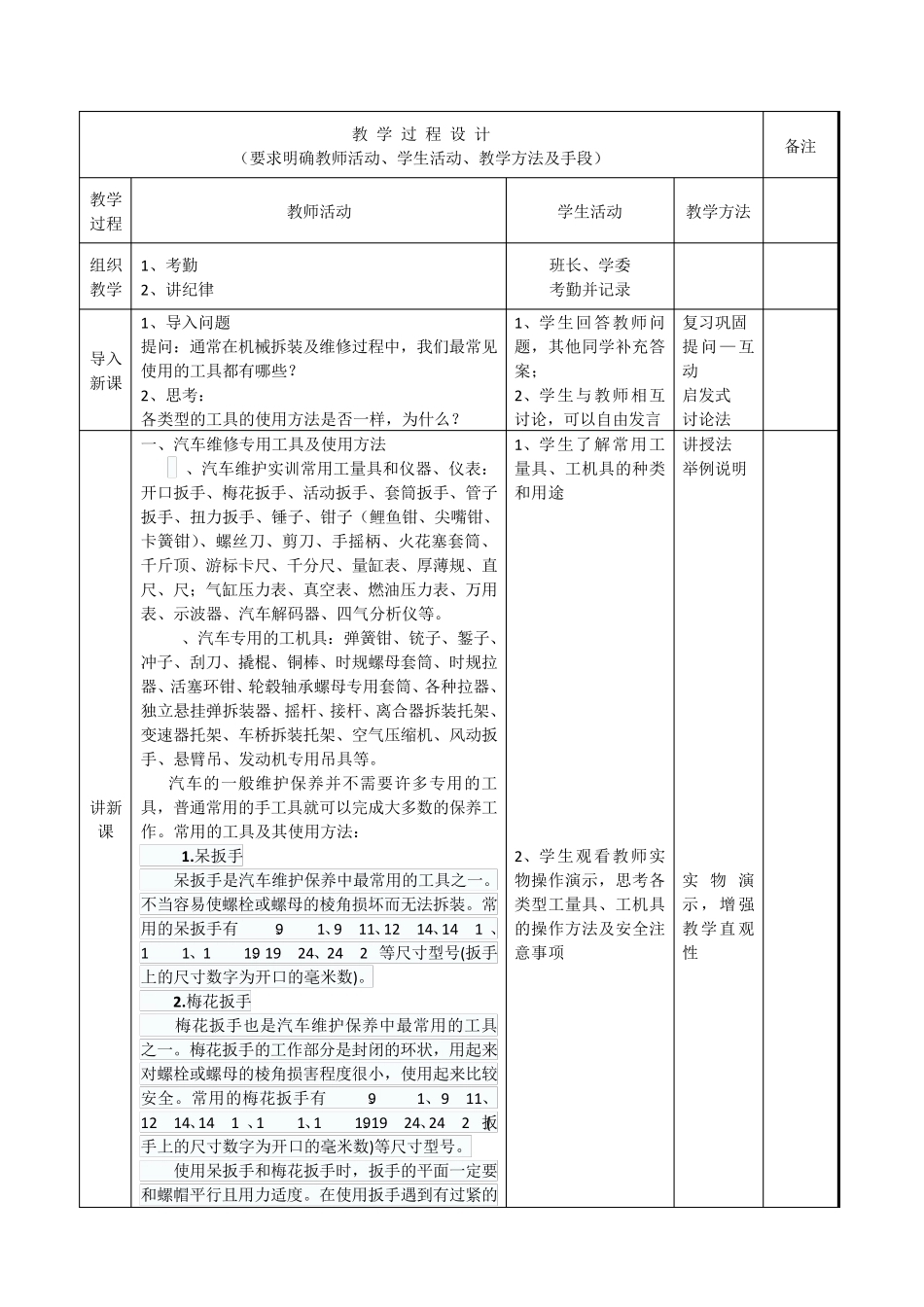 1.1汽车常用工、量具的认识教案_第2页