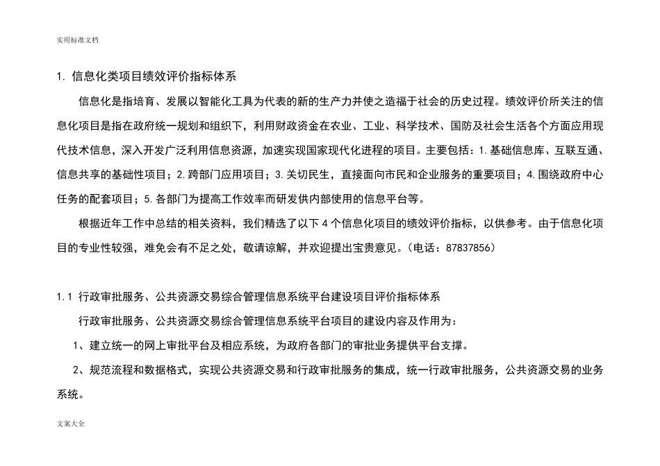 1.信息化类项目绩效评价与衡量指标体系_第1页