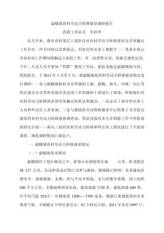 1.勐糯镇农村劳动力转移就业调研报告