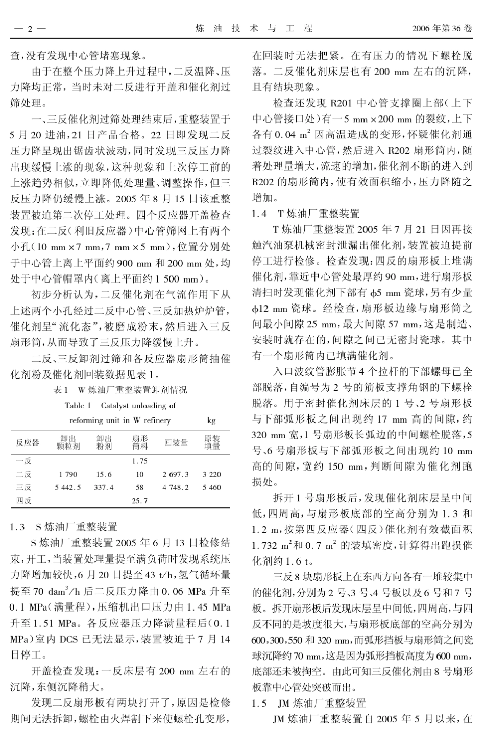 1001五套催化重整装置运行不正常的原因_第2页