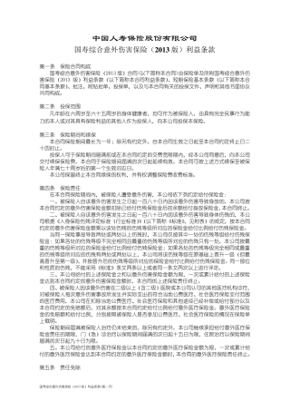 100_国寿综合意外伤害保险(2013版)利益条款