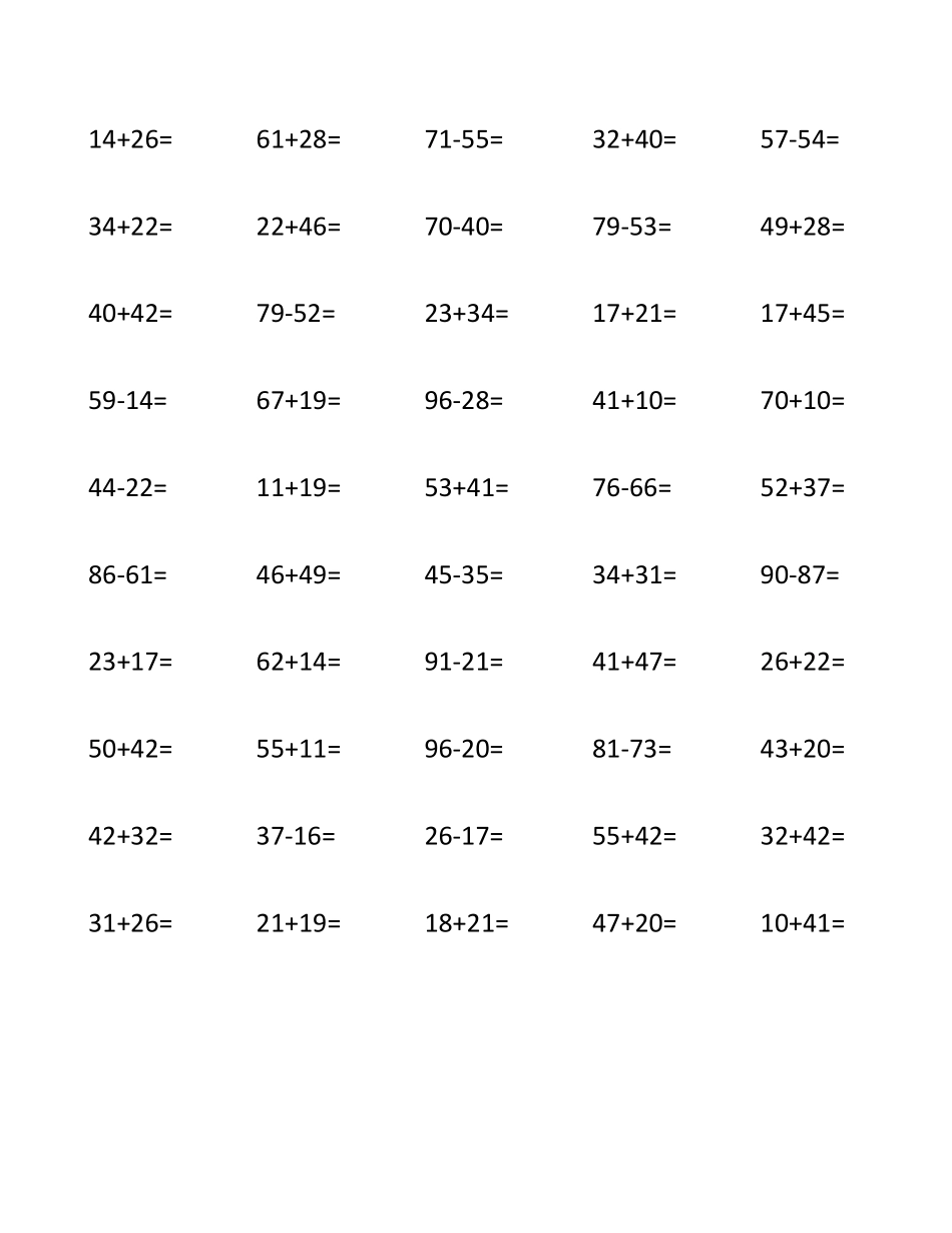100以内两位数加减法1000道_第1页