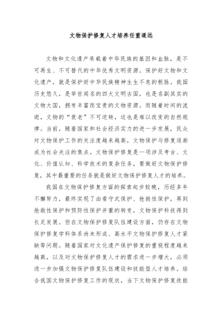 文物保护修复人才培养任重道远