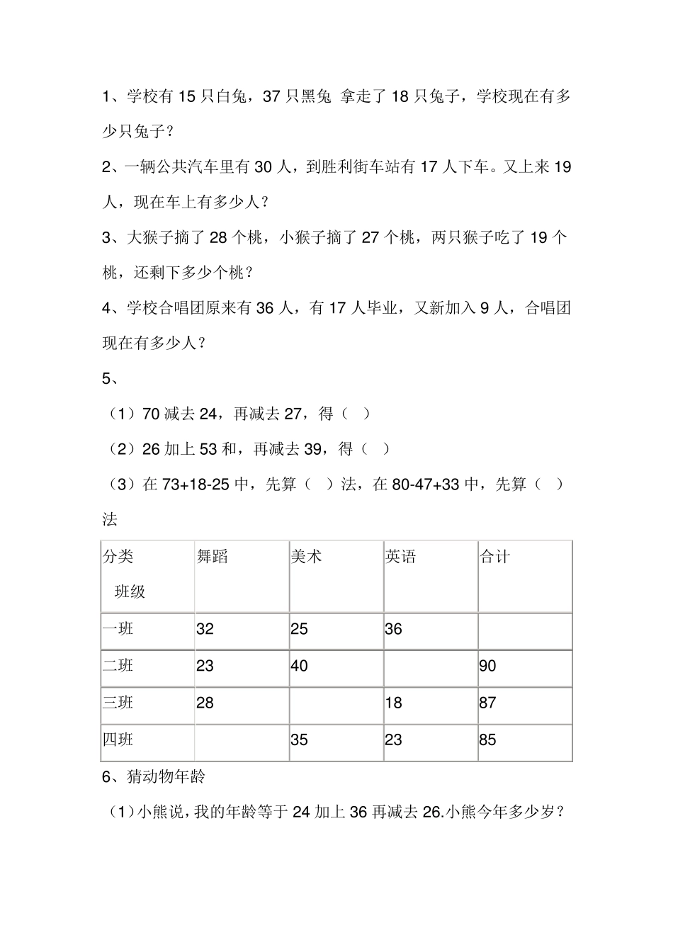 100以内加减法实际应用题_第1页