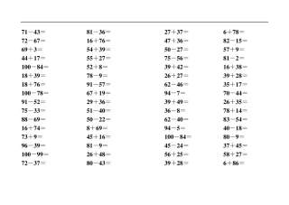 100以内进退位加减法口算题