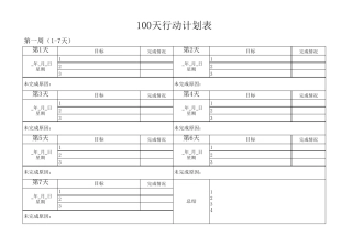 100天行动计划表