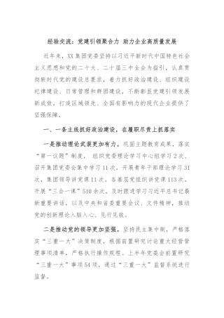 经验交流：党建引领聚合力 助力企业高质量发展