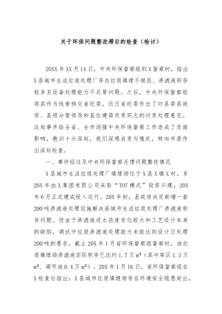 关于环保问题整改滞后的检查（检讨）