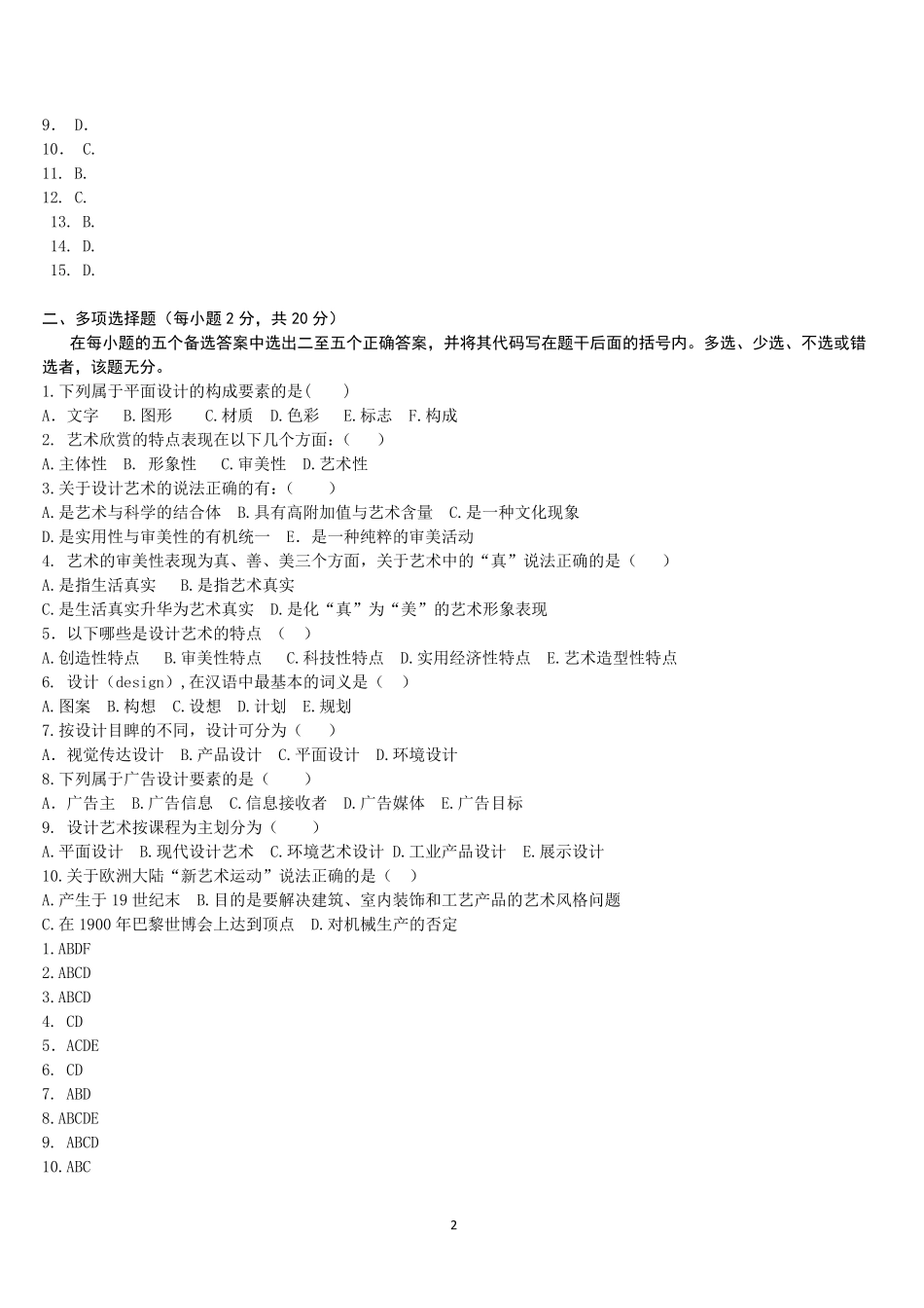 10177自考艺术设计基础试卷练习汇总(17)_第2页