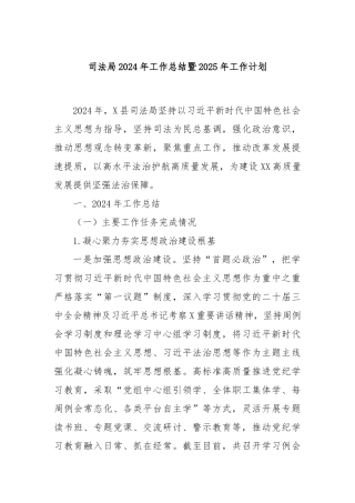 司法局2024年工作总结暨2025年工作计划