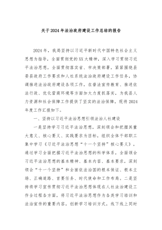 关于2024年法治政府建设工作总结的报告