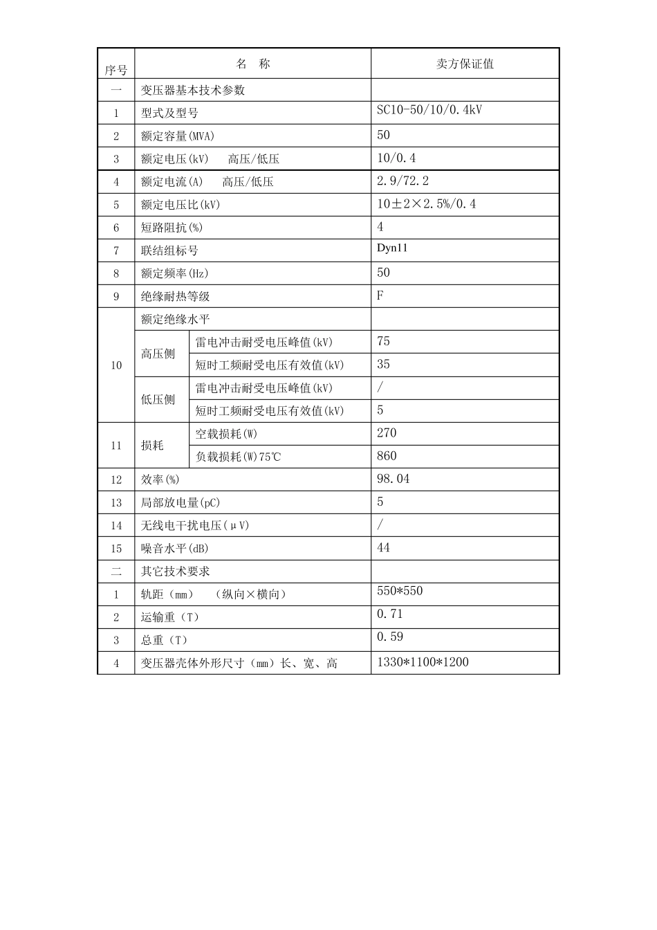 10KV干式变压器参数表_第3页