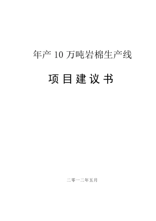 10万吨岩棉生产线项目可行性报告)