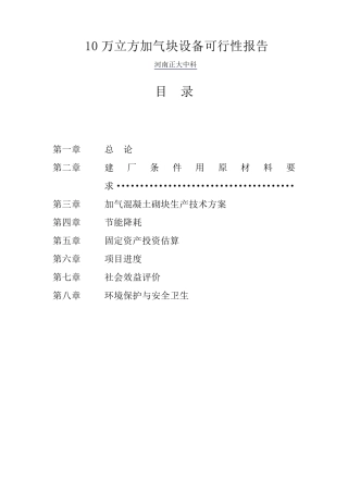 10万立方加气块可行性报告