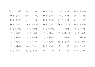 10以内加减法填空(带格)