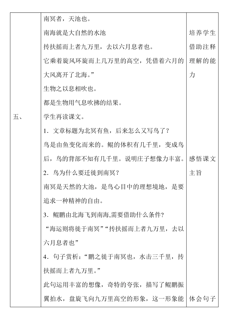 10册国学课程《北冥有鱼》课时备课(孙彬)_第3页