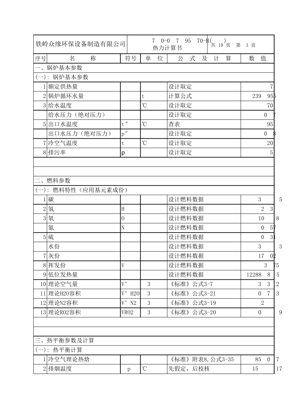 10吨往复炉排热力计算_第1页