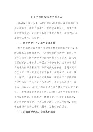 驻村工作队2024年工作总结