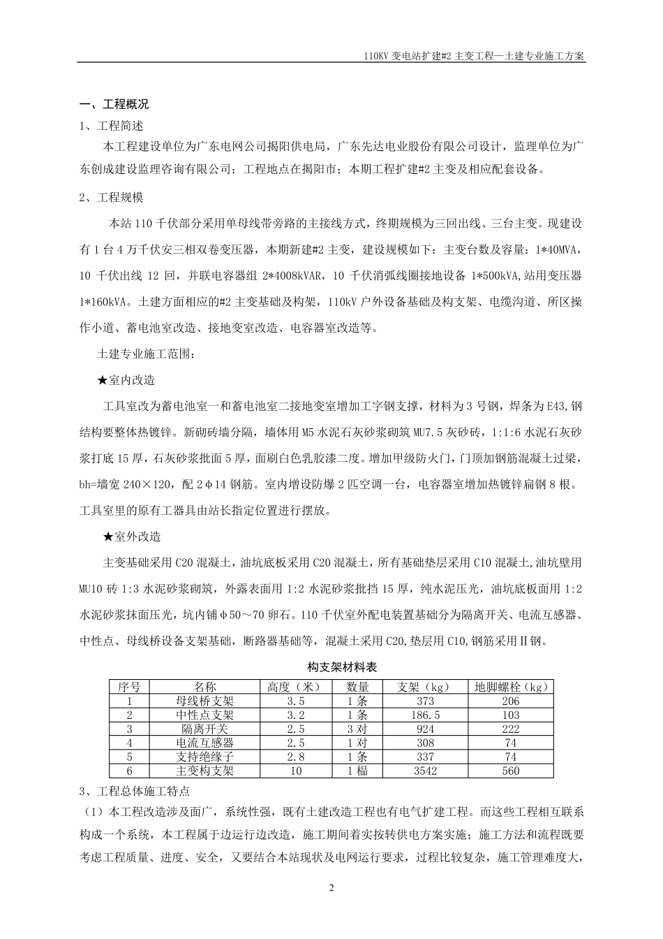 110KV变电站扩建主变(土建专业施工方案)_第2页