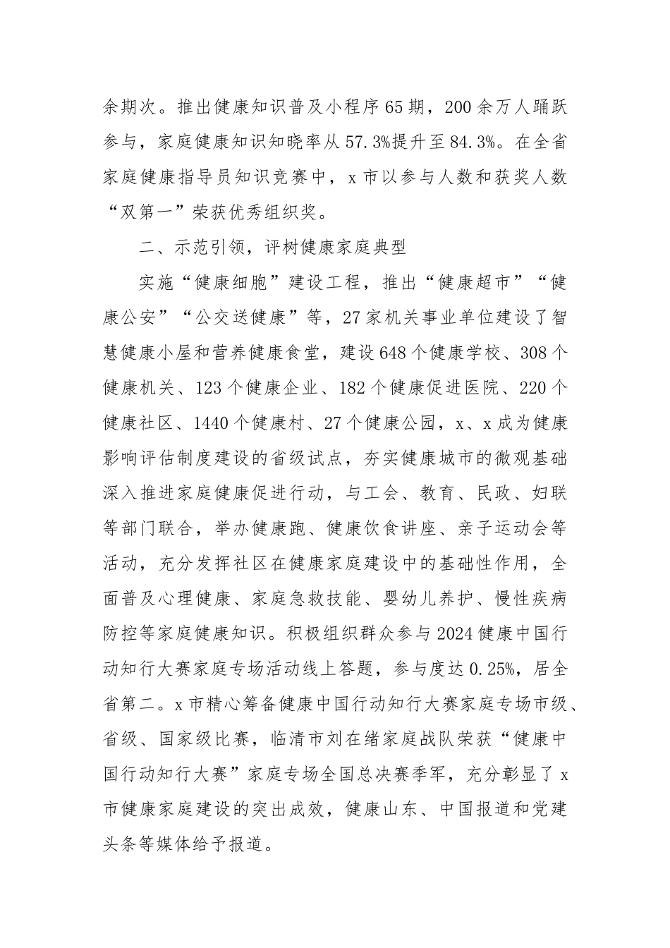 市卫生健康委全方位推进健康家庭建设情况汇报_第2页