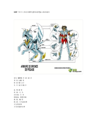 119个圣斗士圣衣分解图(附加说明)版本超全