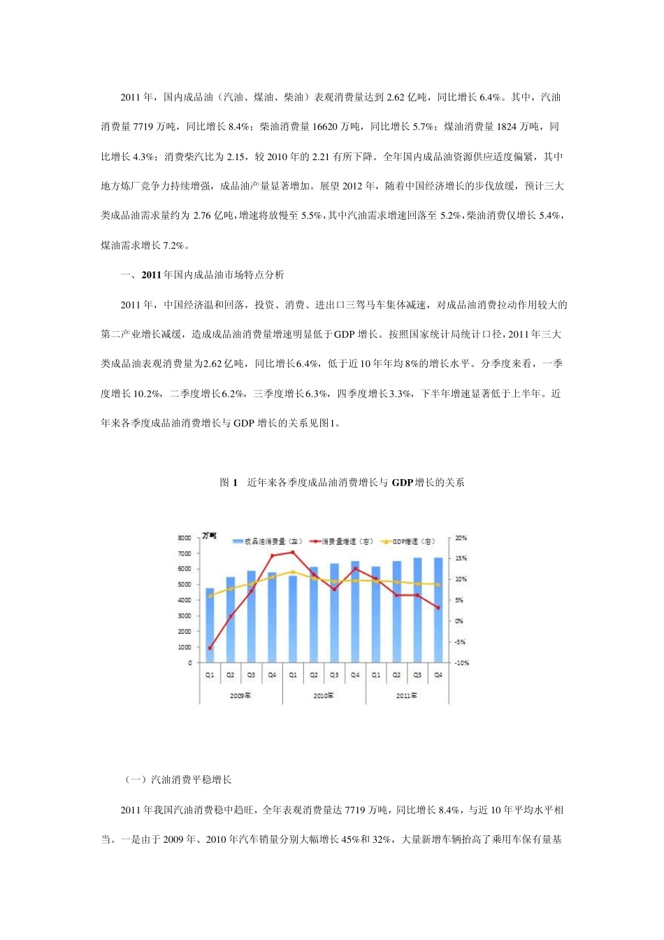 11年国内成品油市场分析及2012年需求预测_第1页