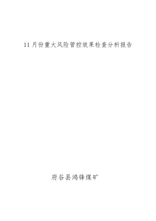 11月度重大安全风险管控分析报告