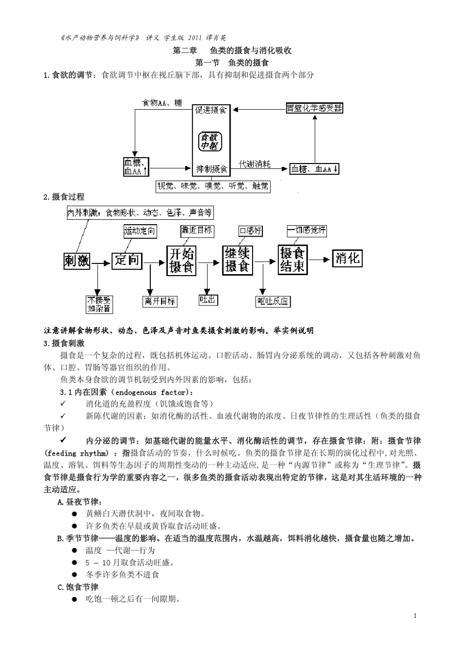 11第二章鱼类的摄食与消化吸收_第1页
