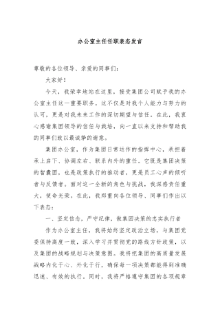 办公室主任任职表态发言