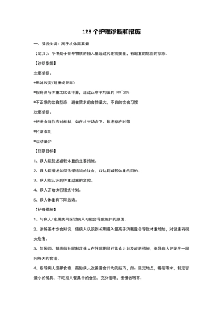 128个护理诊断和措施