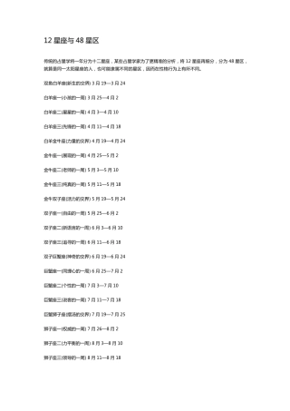 12星座48分区