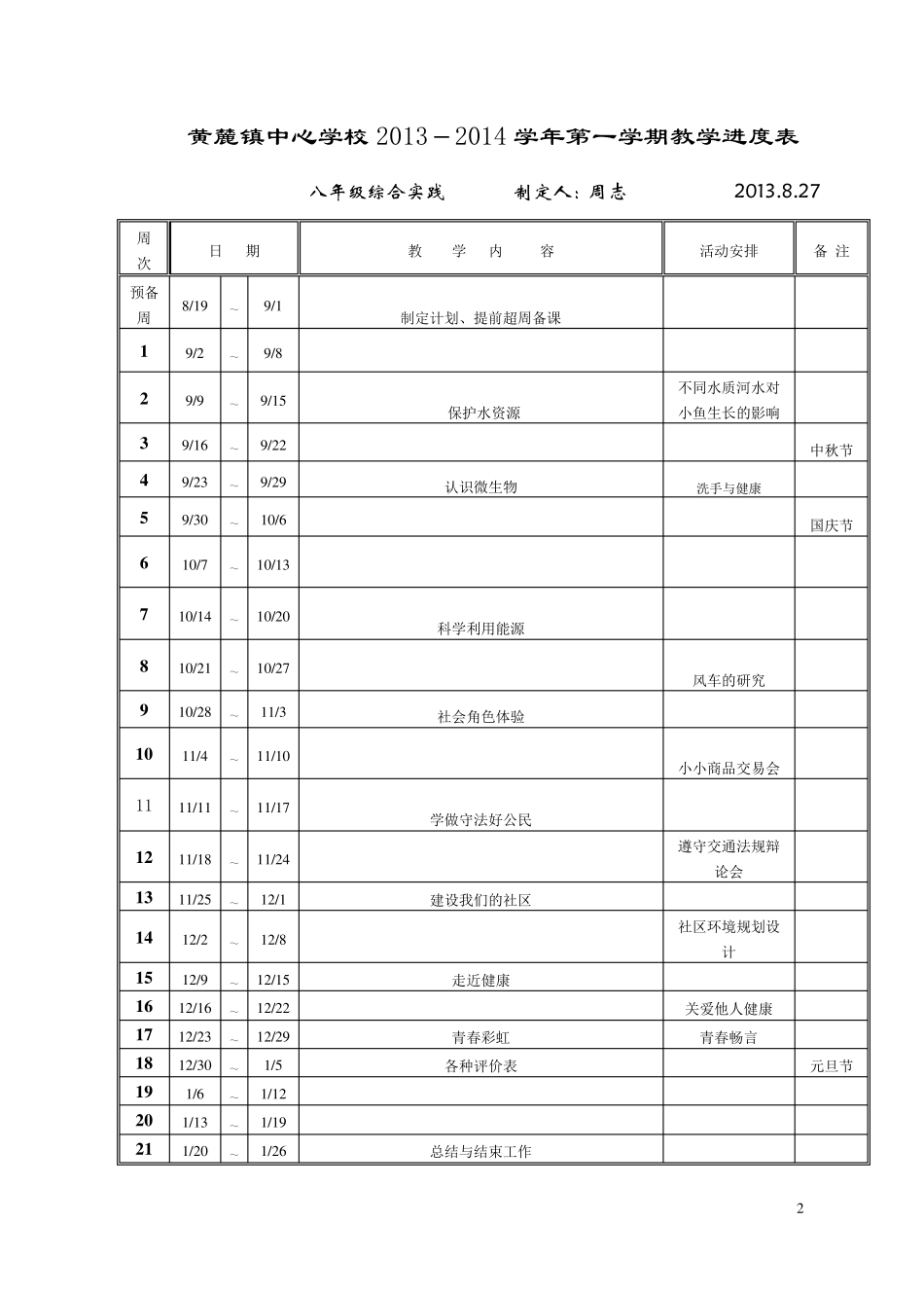 1314八年级上综合实践教案_第2页