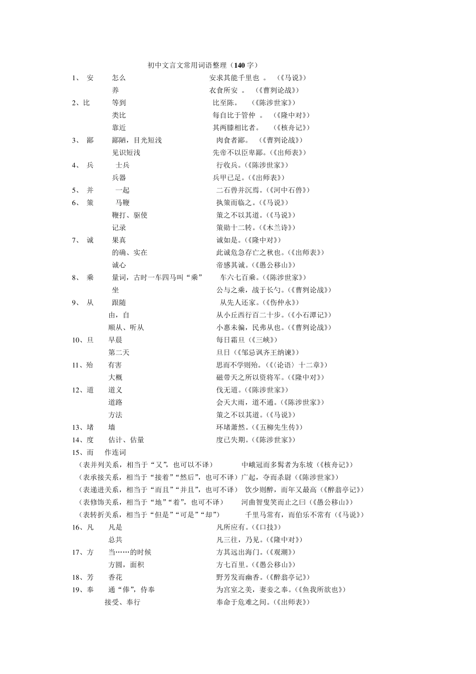 140个文言文词语整理_第1页