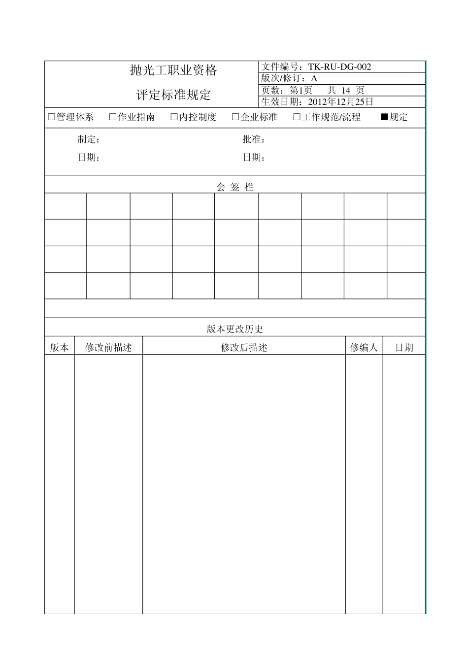 14抛光工职业资格评定标准_第1页