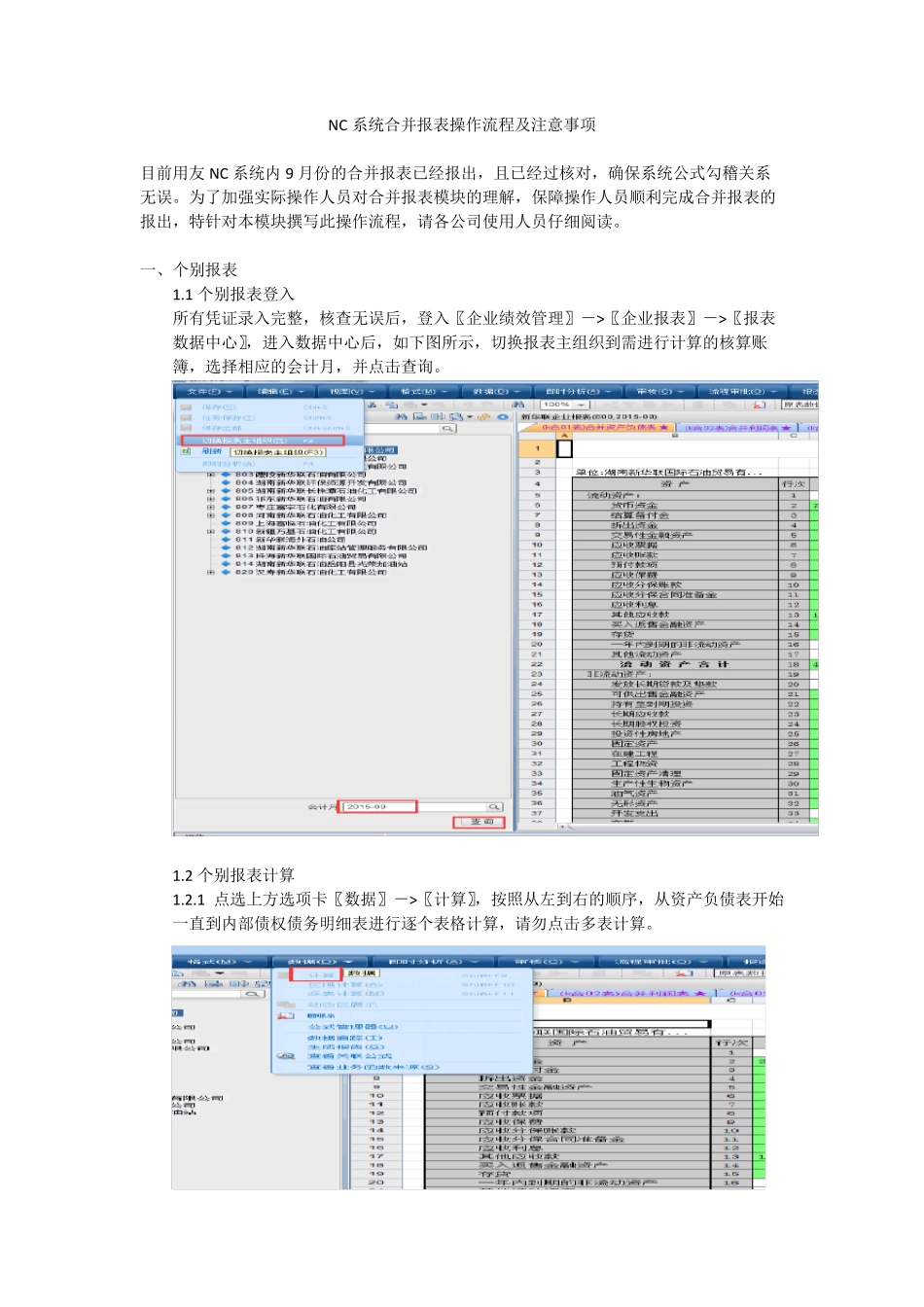 NC系统合并报表操作流程及注意事项_第1页