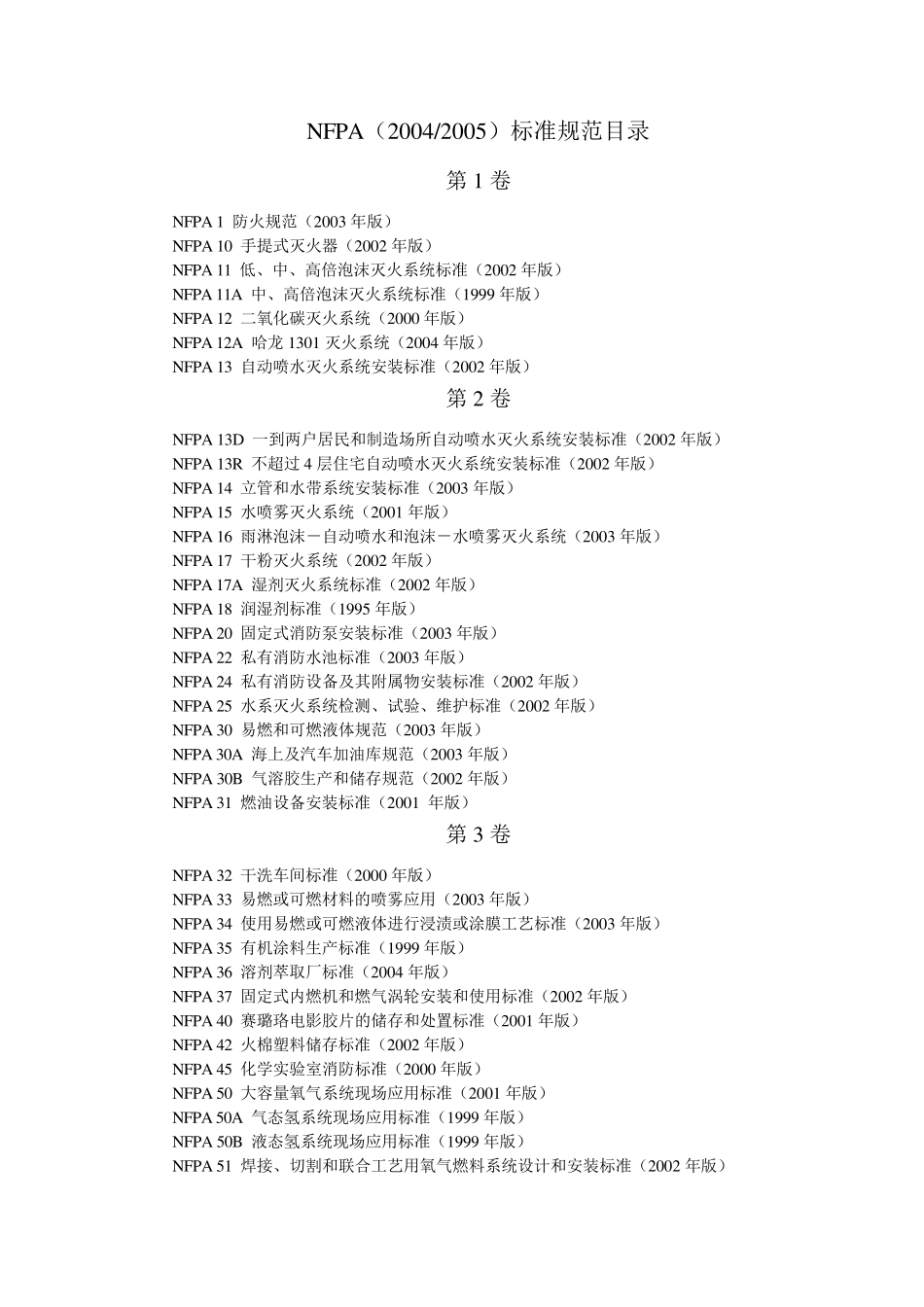 NFPA标准规范目录_第1页