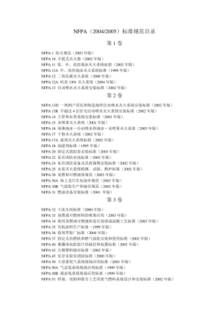 NFPA标准规范目录