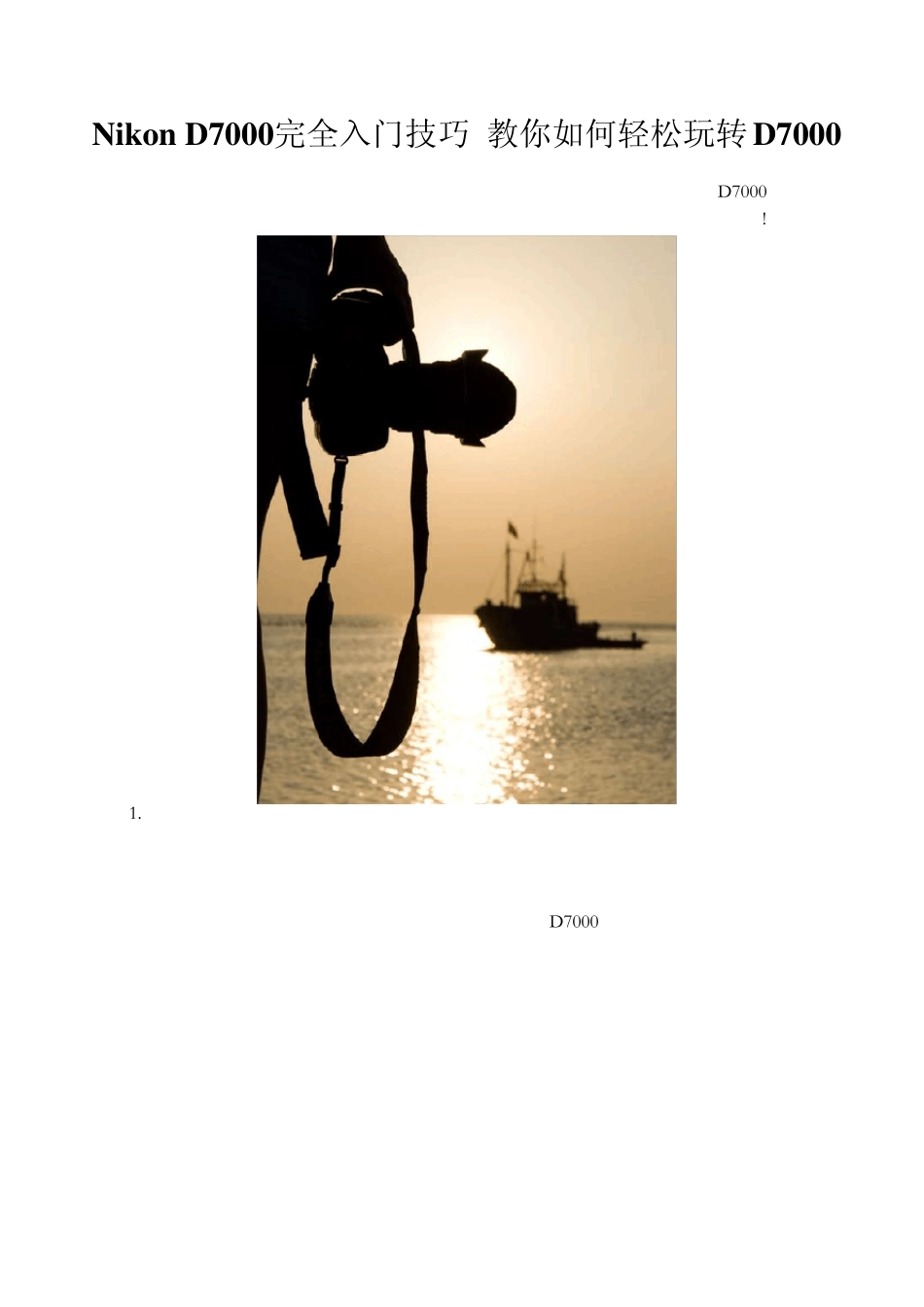 NikonD7000完全入门技巧_第1页