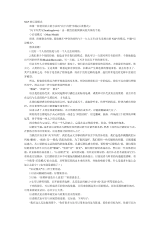 NLP的后设模式