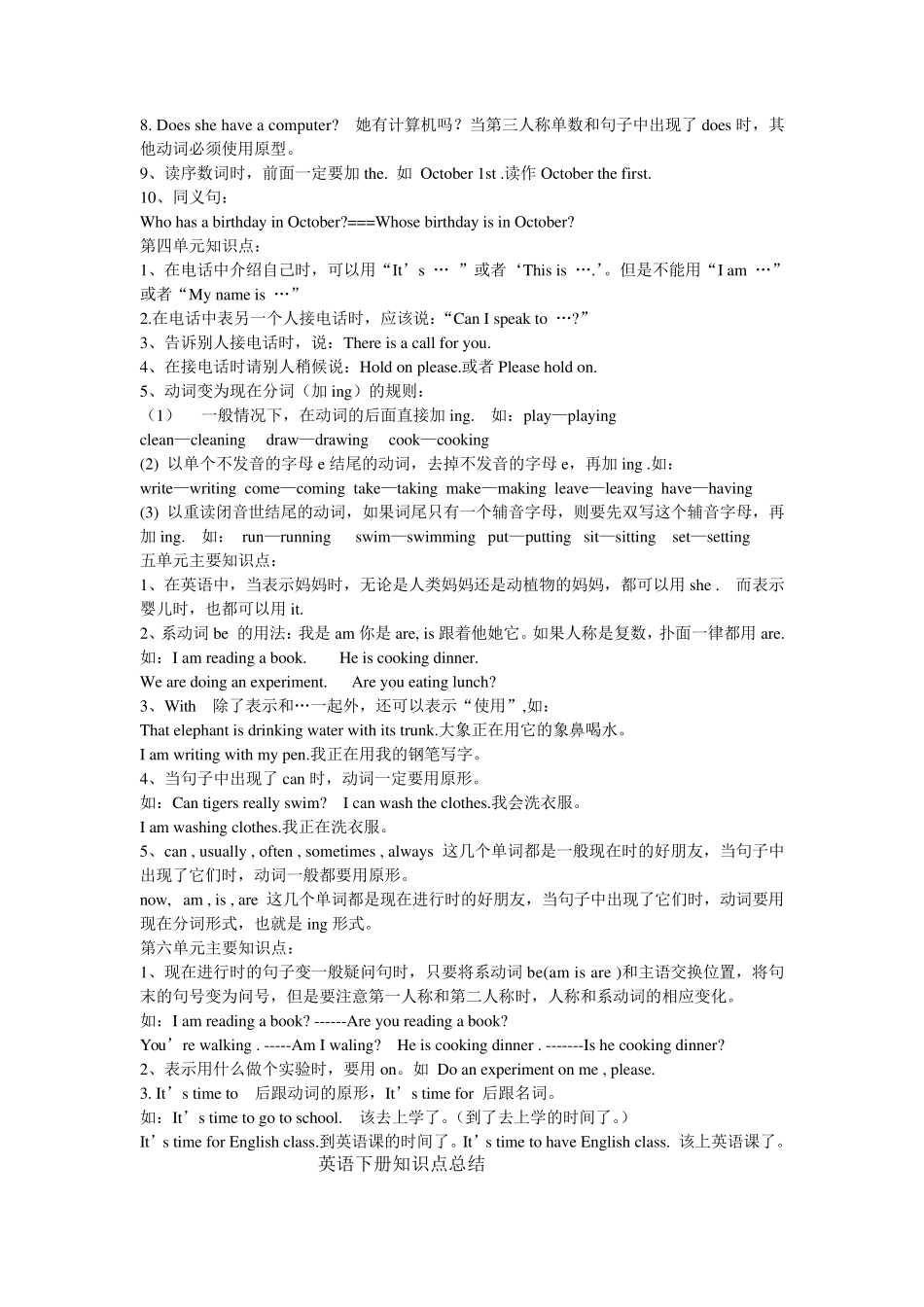 pep五年级下册英语语法知识点_第2页