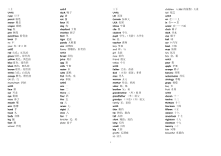 PEP小学英语三到六年级单词表汇总