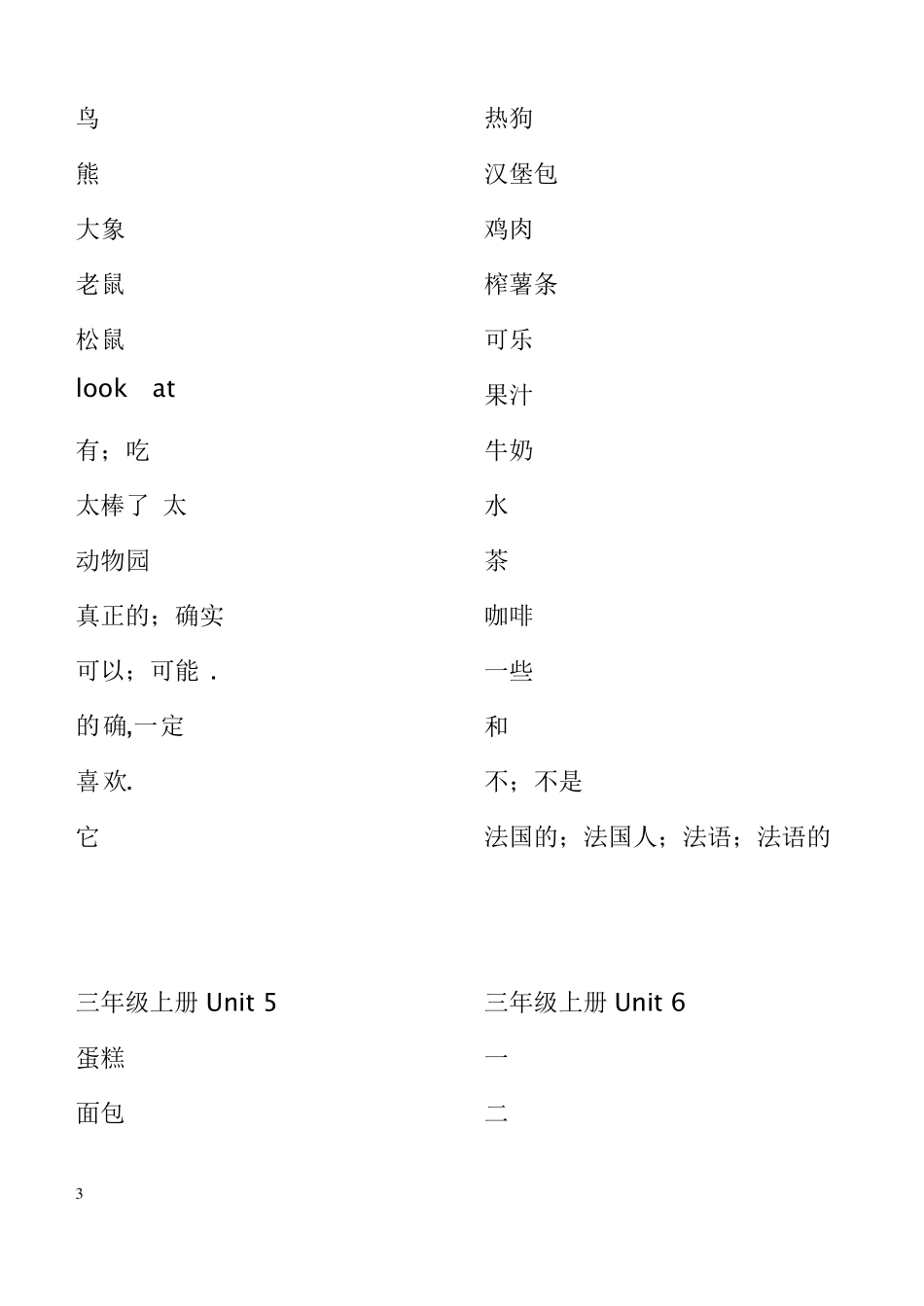 PEP小学英语三年级上册单词默写练习_第3页