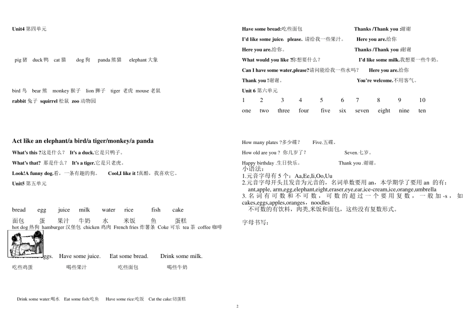 PEP新版英语三年级上册单词、句子、语法、练习_第2页