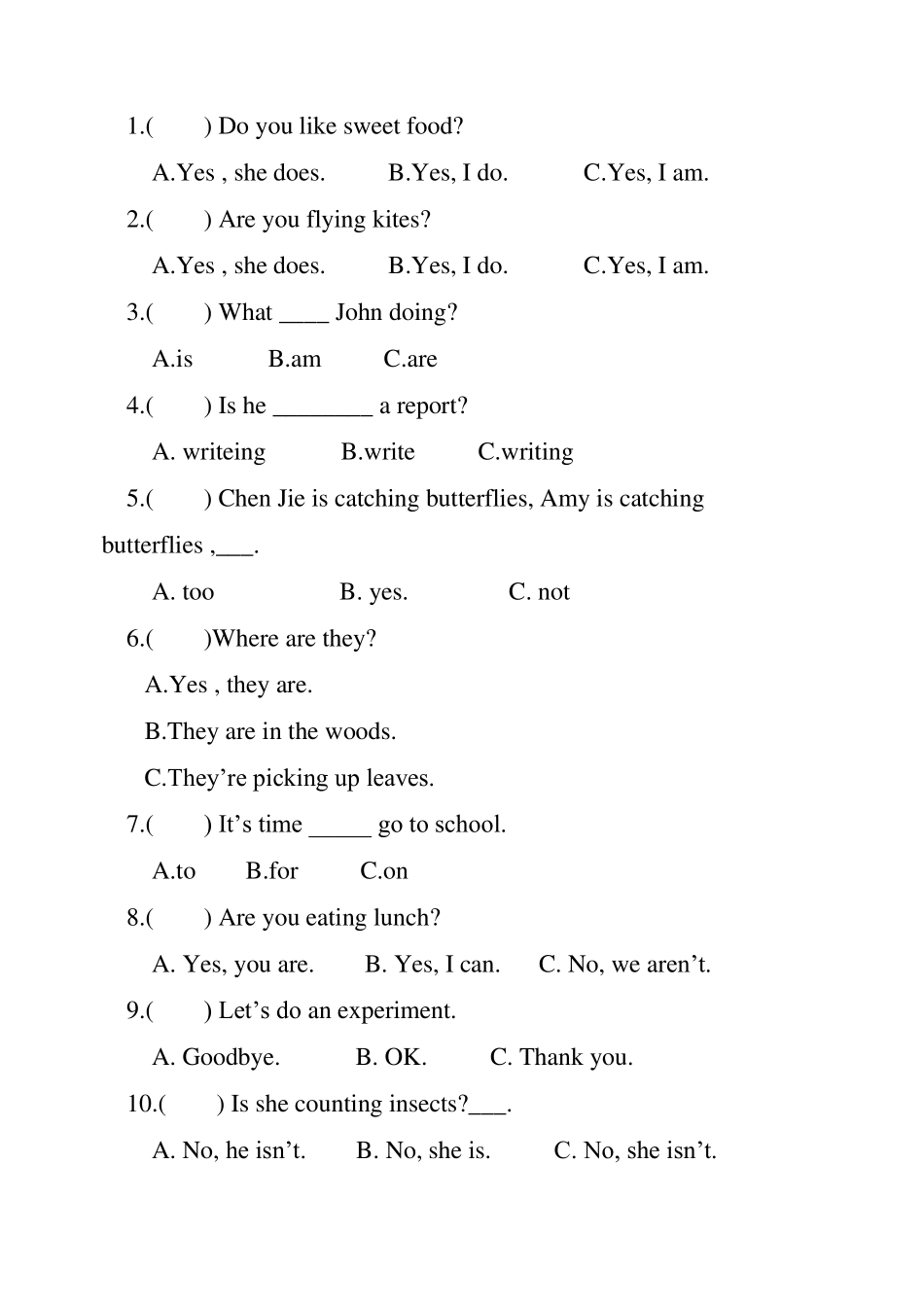 PEP英语五年级下册第六单元测试卷_第3页